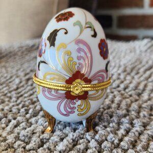 Vintage Egg Shaped Trinket Box